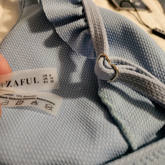 ZAFUL Frilled Trim Bikini Light Blue - Picture 3 of 4